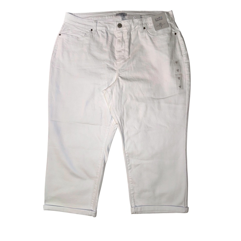 Croft & Barrow Womens White Classic Stretch Capri Pants Mid Rise Size 18W NEW
